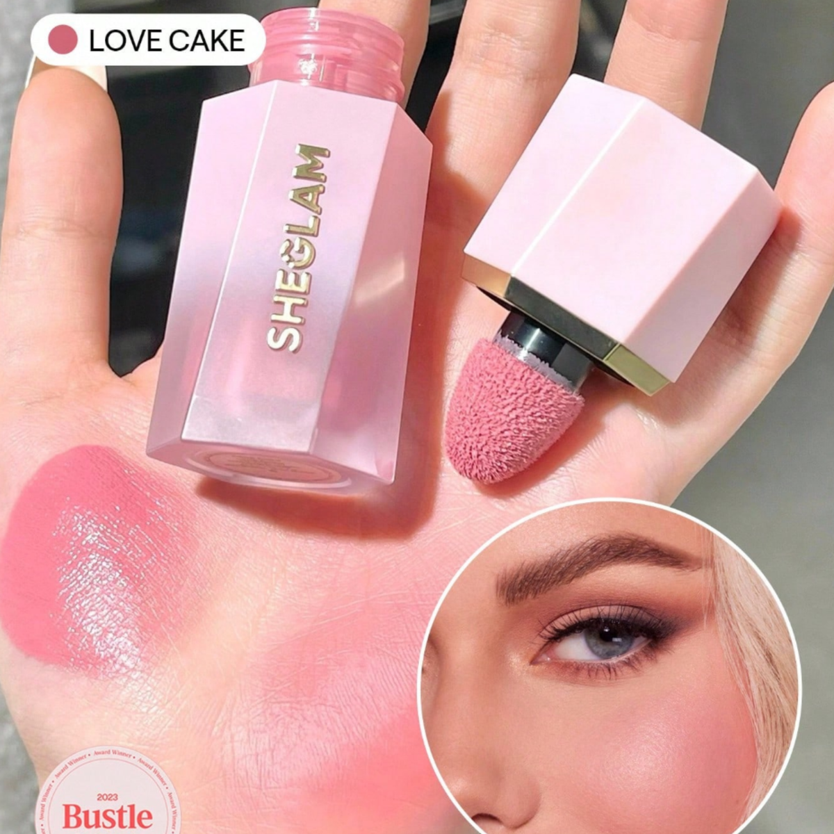 SHEGLAM Color Bloom Liquid Blush in Love Cake + 15-Piece Makeup Brush & Sponge Bundle