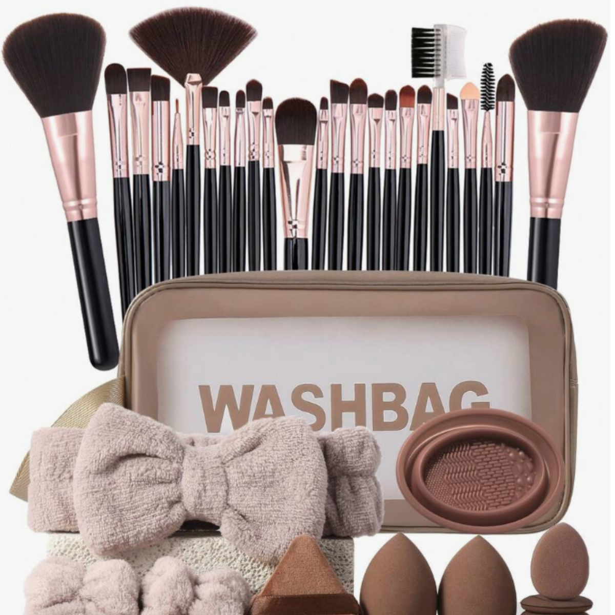 Title: 50-Piece Makeup Brush & Beauty Tool Set with Makeup Bag